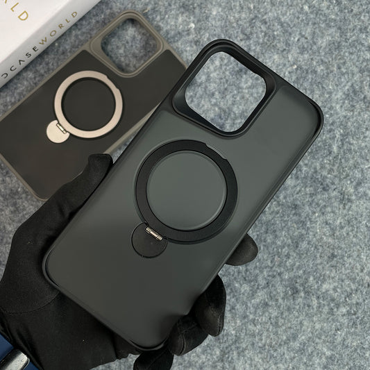 Shock-proof MagSafe Acrylic Guard Case with Pull-Out Ring Stand