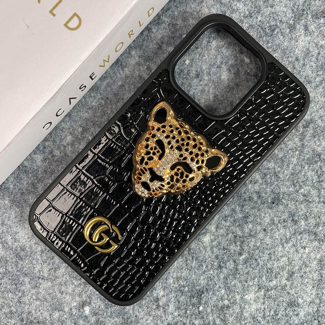 Luxury 3D Golden Tiger Croco Leather Premium Case