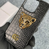 Luxury 3D Golden Tiger Croco Leather Premium Case