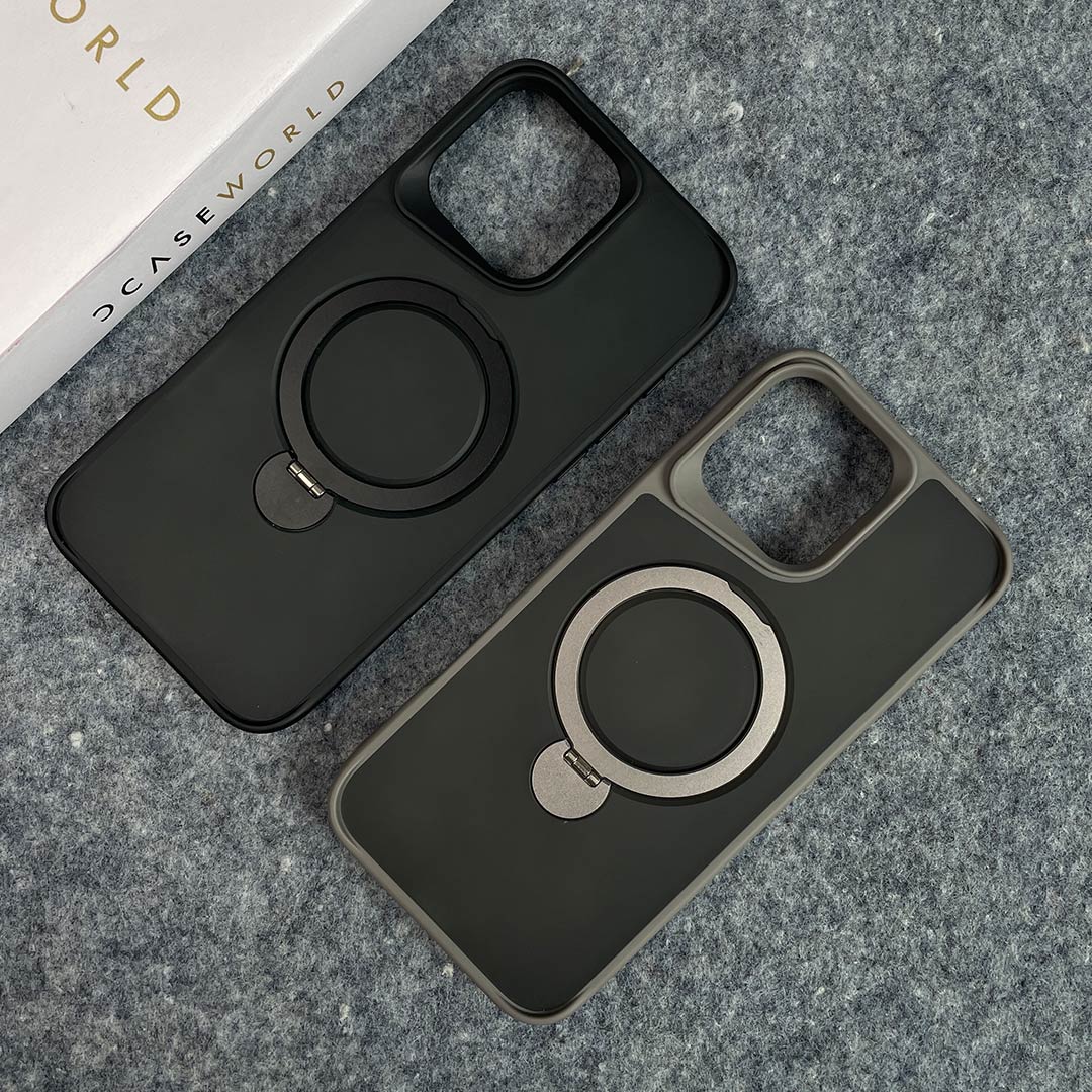 Shock-proof MagSafe Acrylic Guard Case with Pull-Out Ring Stand