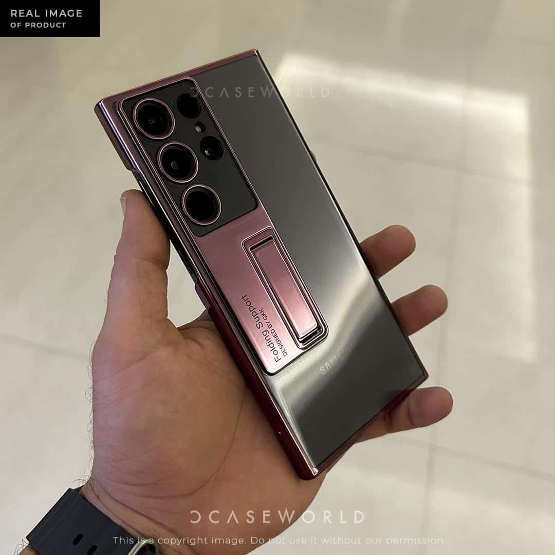 Metal Stand with Carbon Fiber Camera Ring Clear Case