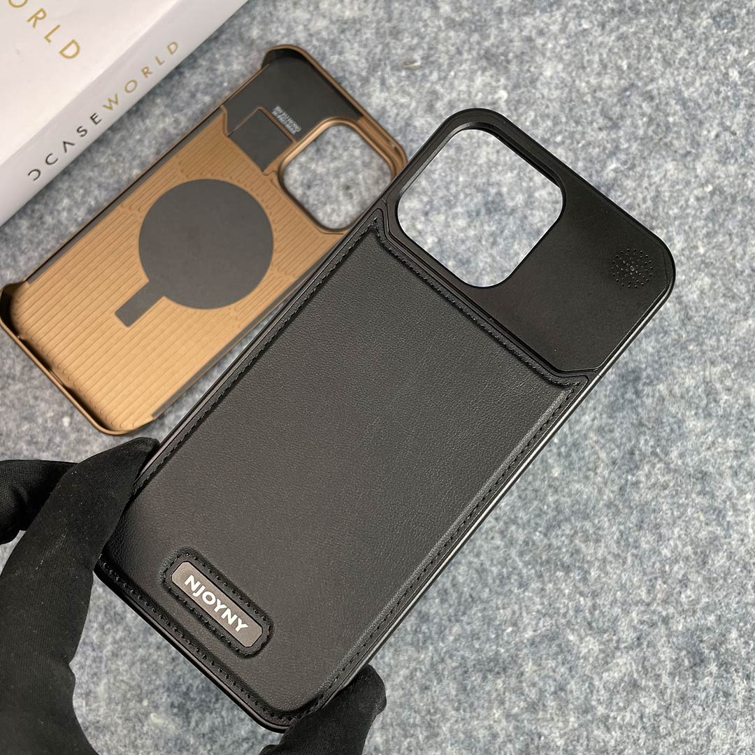 Magsafe Vegan Leather Case With Titanium Frame