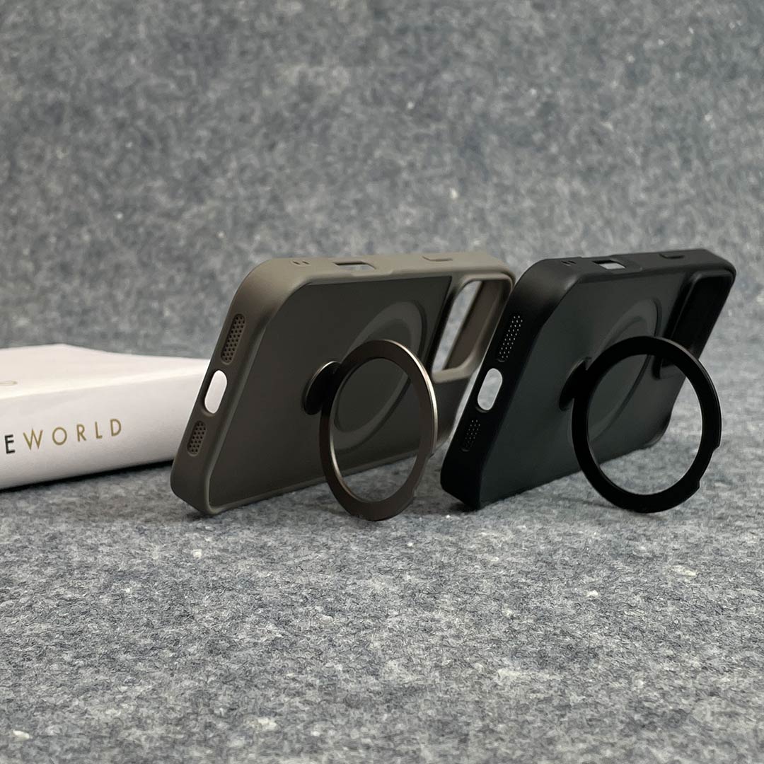 Shock-proof MagSafe Acrylic Guard Case with Pull-Out Ring Stand