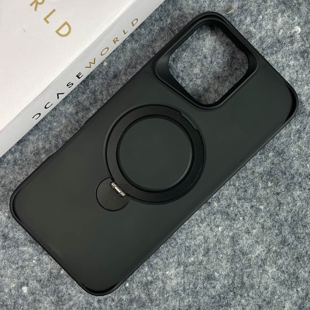 Shock-proof MagSafe Acrylic Guard Case with Pull-Out Ring Stand