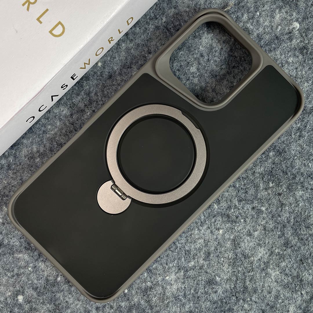 Shock-proof MagSafe Acrylic Guard Case with Pull-Out Ring Stand