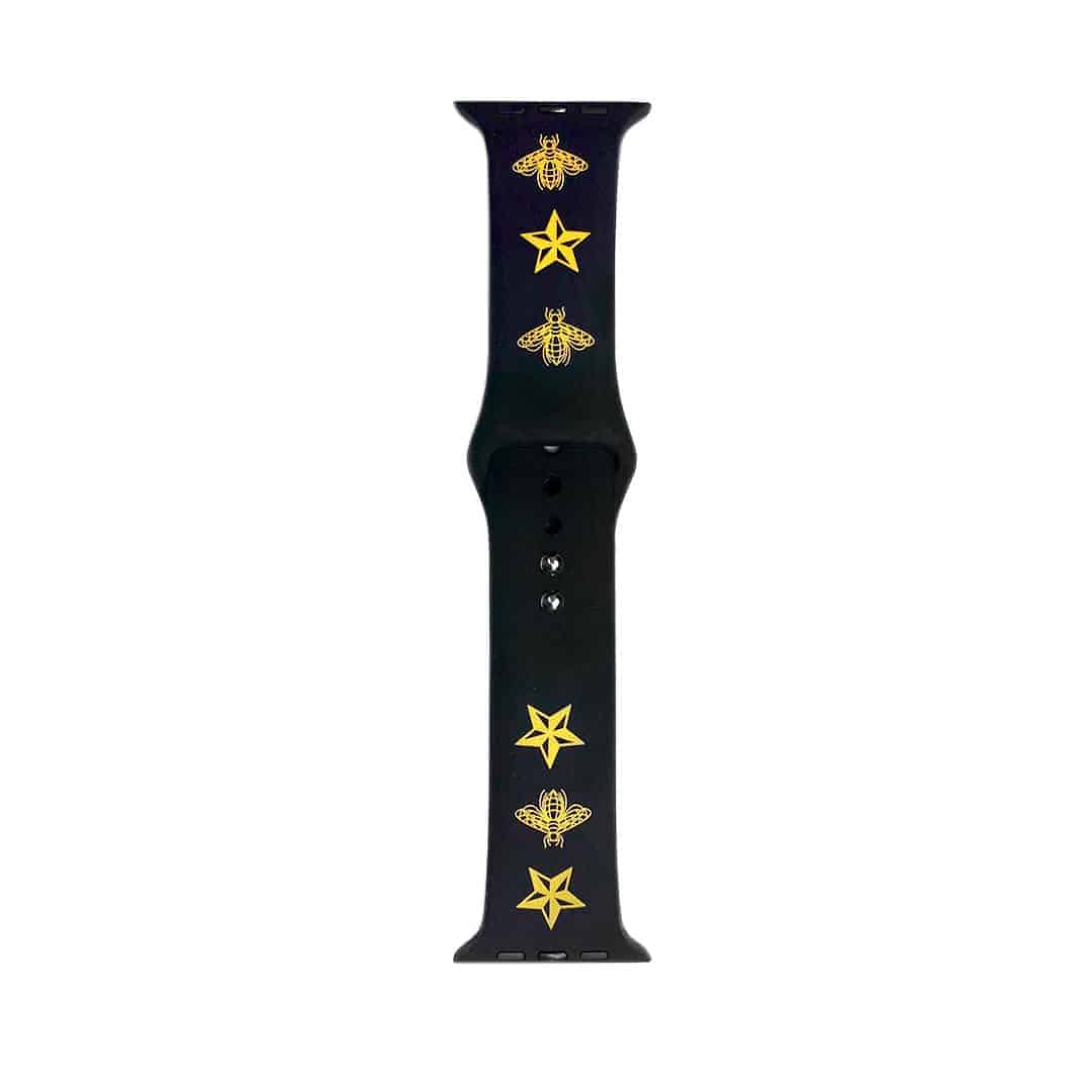 Golden-Bee Black Silicone Apple Watch Band 42-44 MM