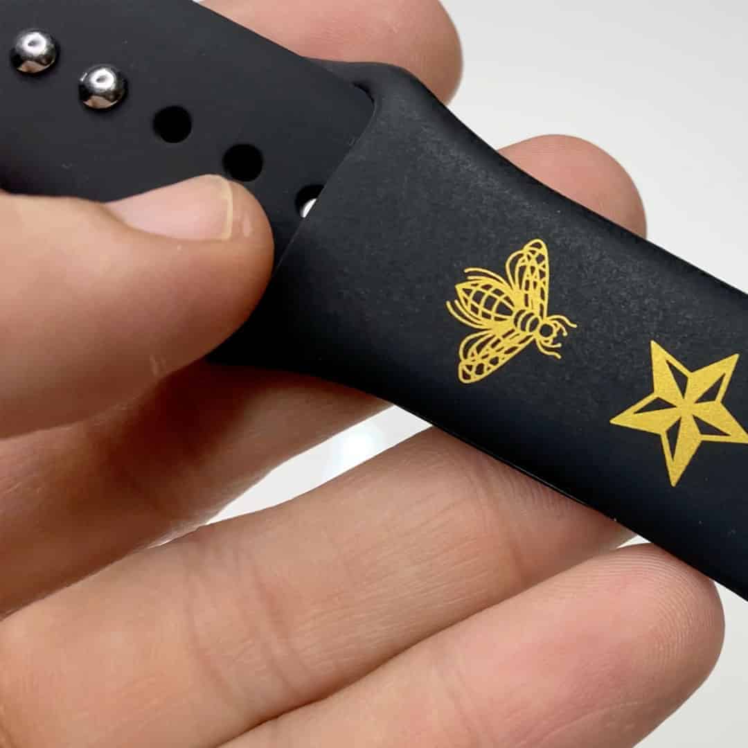 Golden-Bee Black Silicone Apple Watch Band 42-44 MM