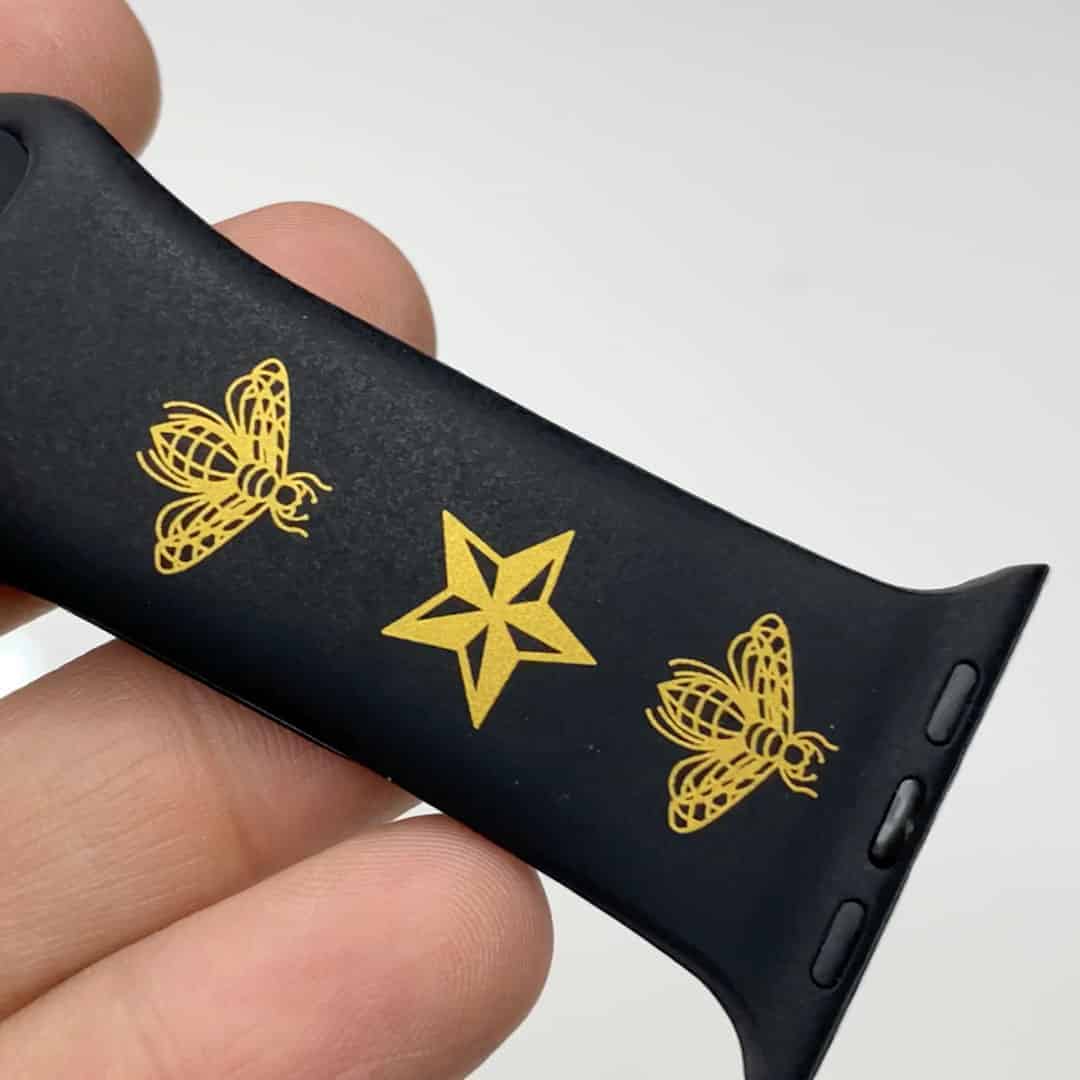Golden-Bee Black Silicone Apple Watch Band 42-44 MM
