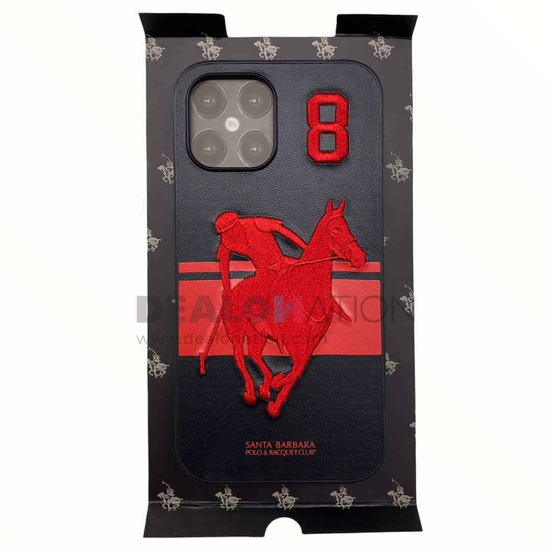 Leather Santa Barbara Polo Racquet Jockey iPhone 12 Series - Black