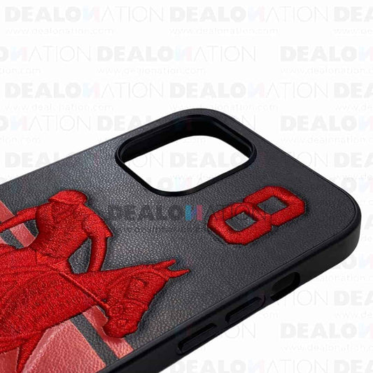 Leather Santa Barbara Polo Racquet Jockey iPhone 12 Series - Black