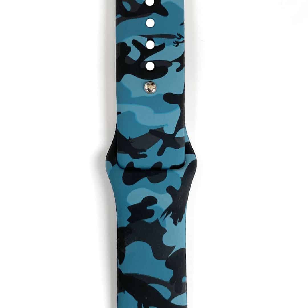 Blue Camouflage Silicone Apple Watch Band 42-44 MM