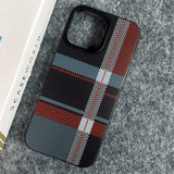 BlueRed Matrix Case – Sleek Check & Vertical Lines on Black
