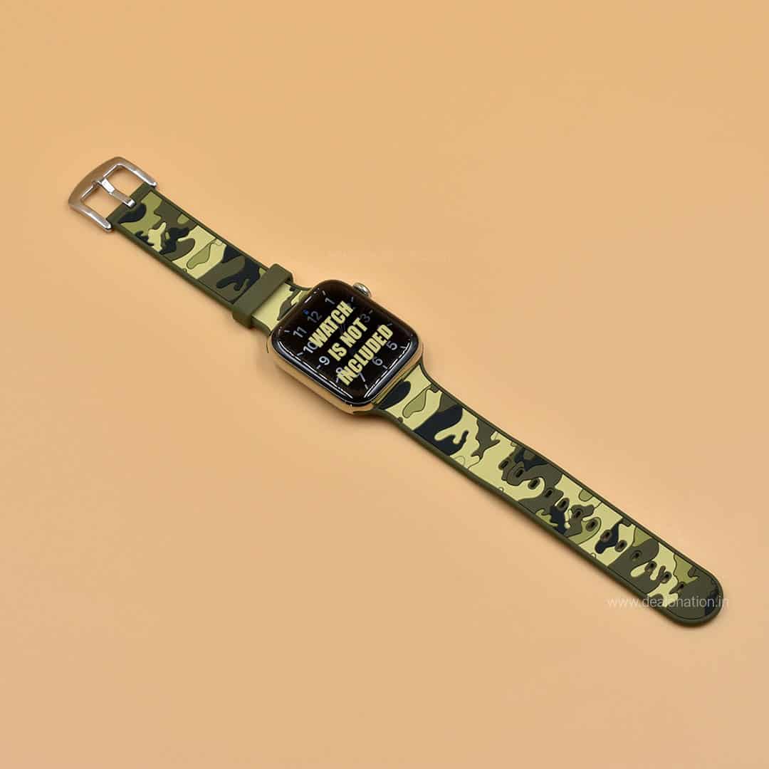 Camo Green Silicone Apple Watch Band 42-44-45 MM