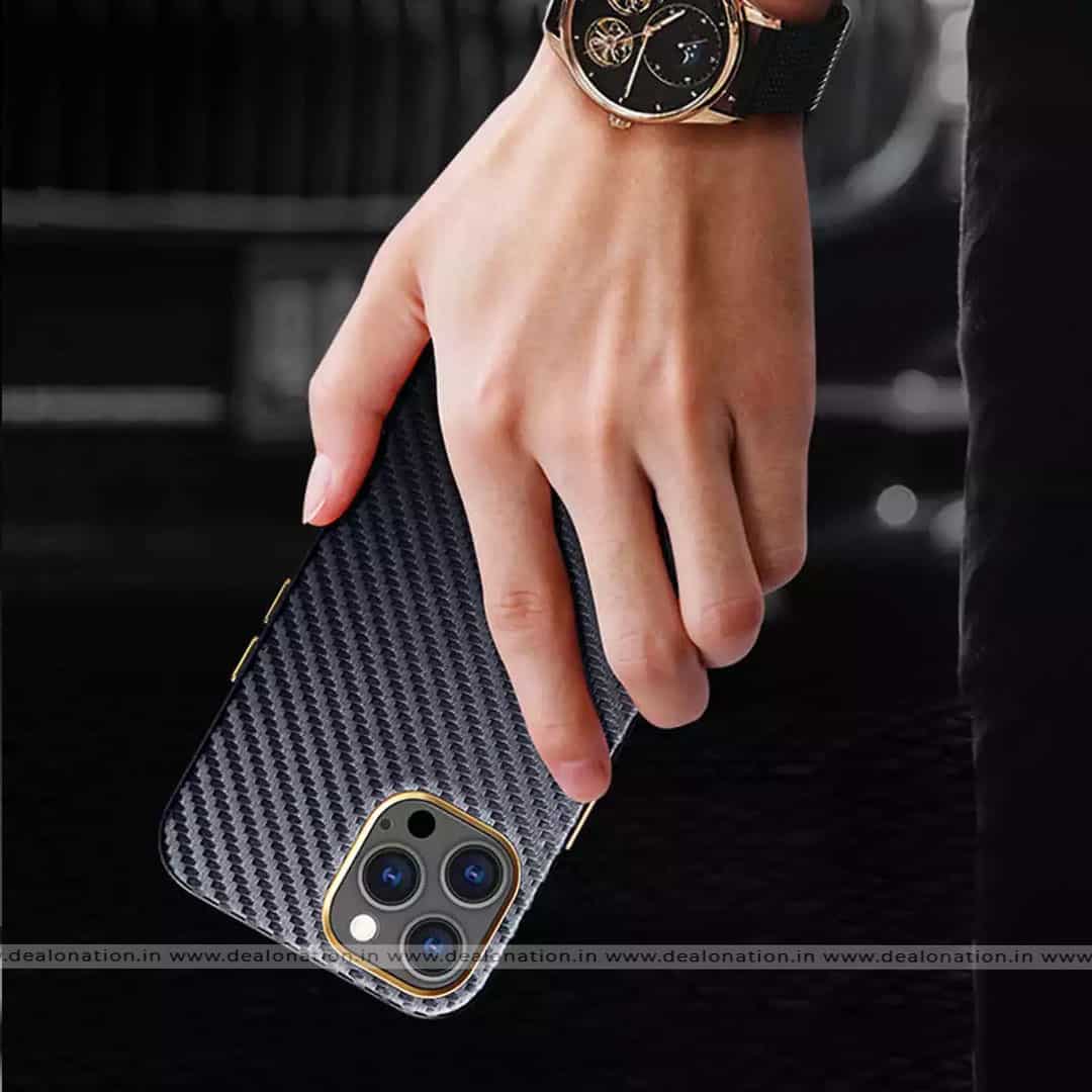 Carbon Fibre with Gold Plating Leather Case