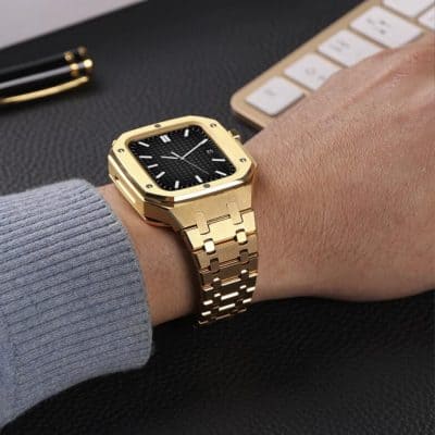 AP Style Luxury Stainless Steel Case with Metal Belt (44-45MM) - Gold
