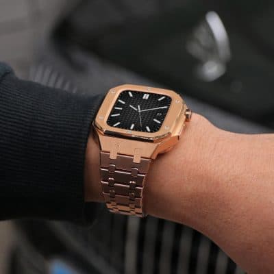 AP Style Luxury Stainless Steel Case with Metal Belt (44-45MM) - Rose Gold