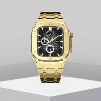 AP Style Luxury Stainless Steel Case with Metal Belt (44-45MM) - Gold