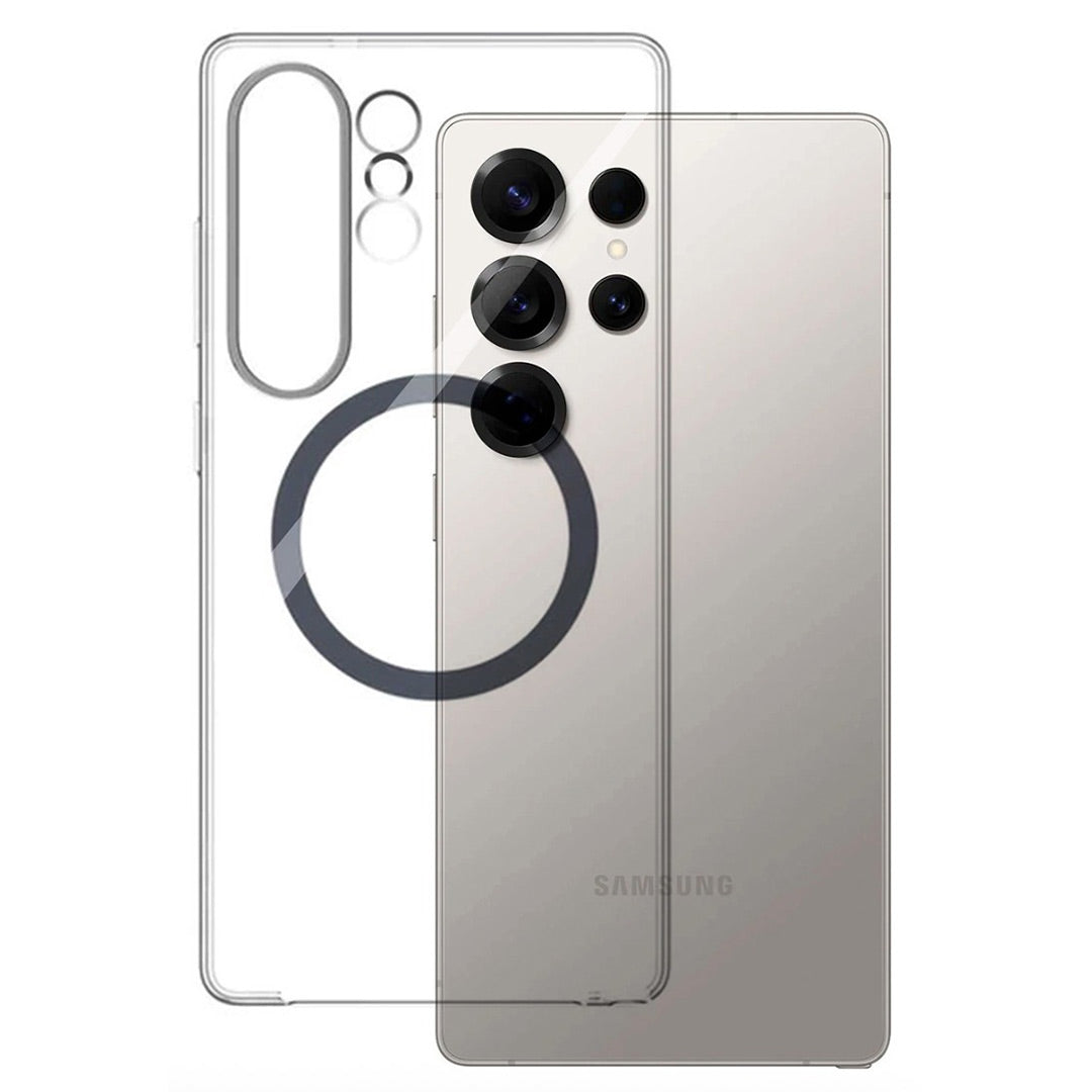 Clear View Magnetic Case with Alloy Camera Shield For S25 Ultra