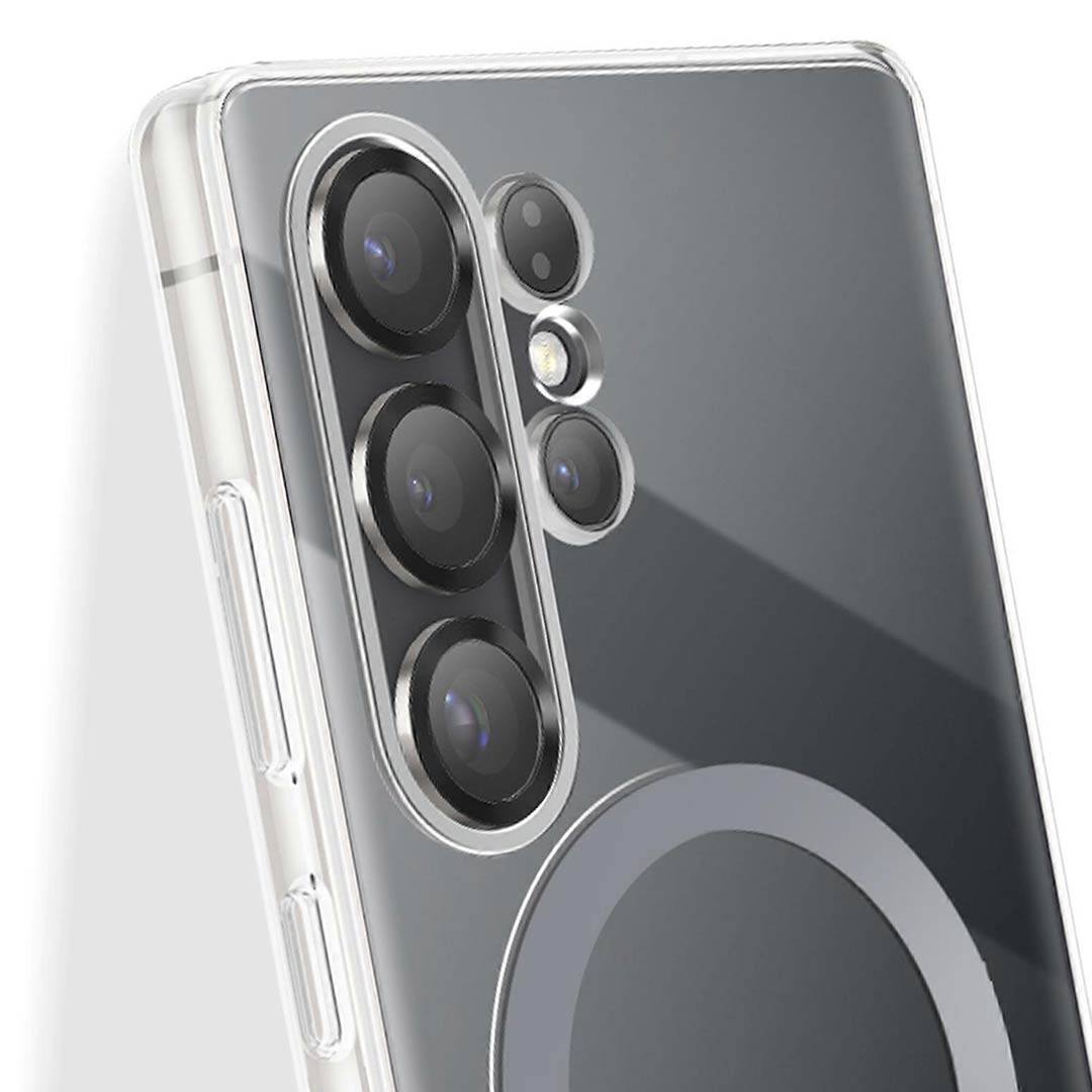 Clear View Magnetic Case with Alloy Camera Shield For S25 Ultra