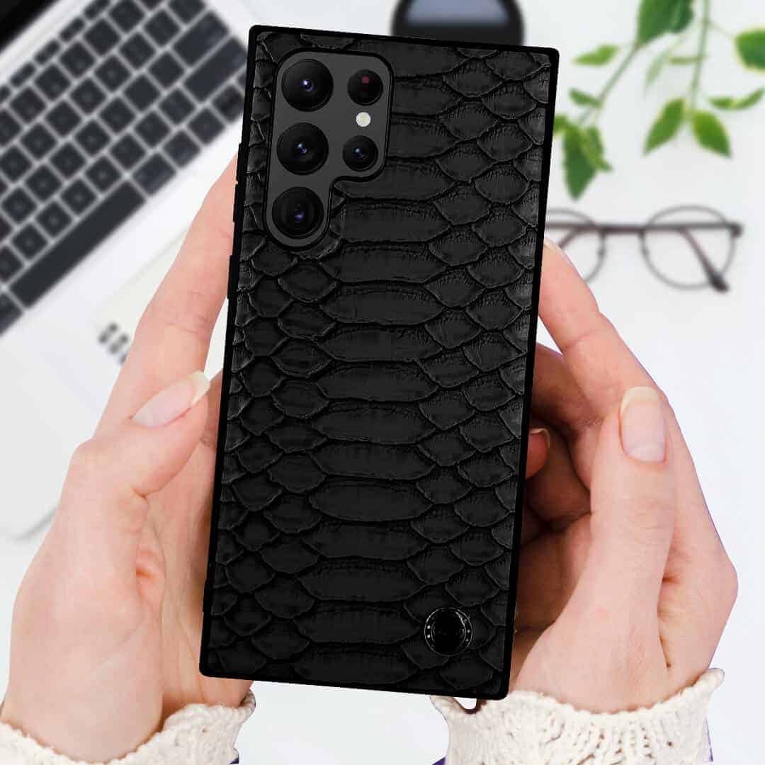 Croco Pattern Leather Case for S22 Ultra