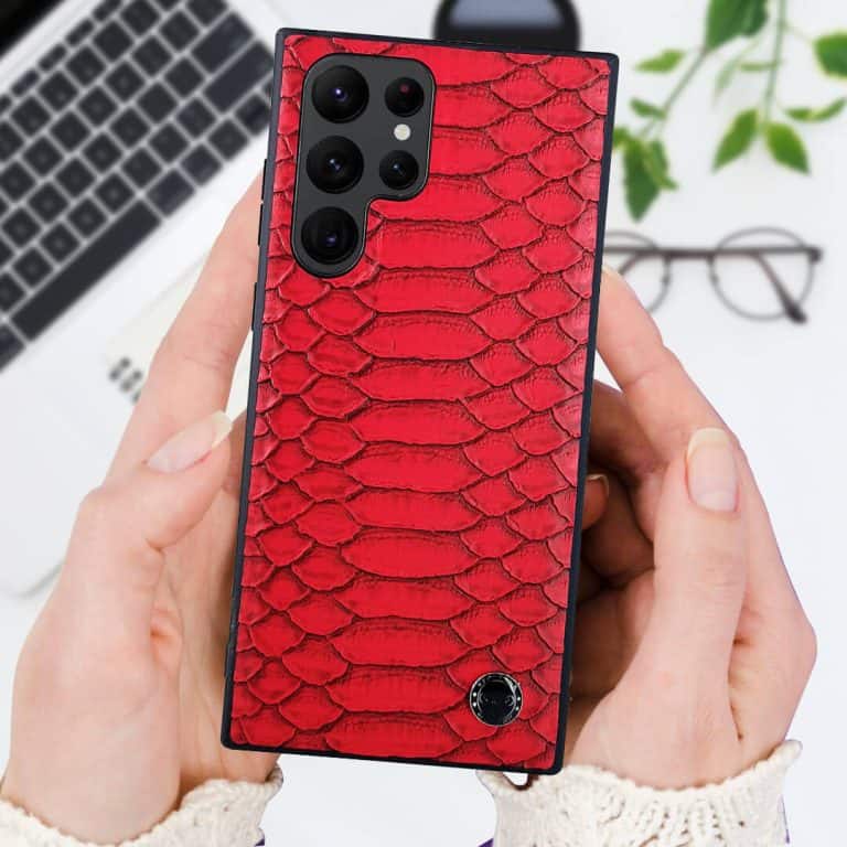 Croco Pattern Leather Case for S22 Ultra