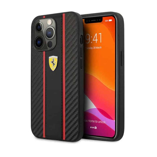 FR Premium Leather & Carbon Fibre Case With Centre Stripe