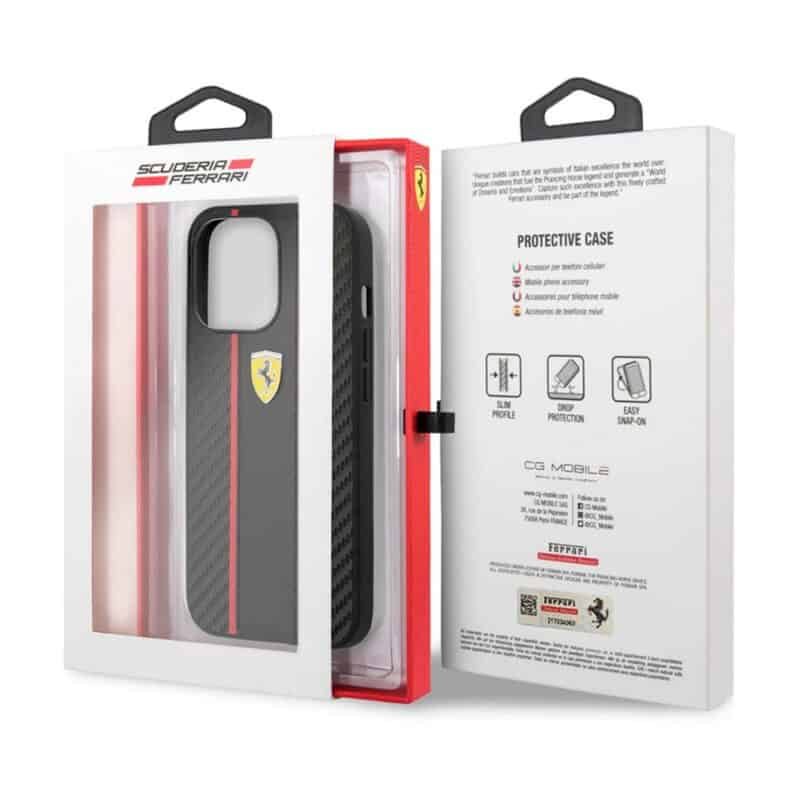 FR Premium Leather & Carbon Fibre Case With Centre Stripe