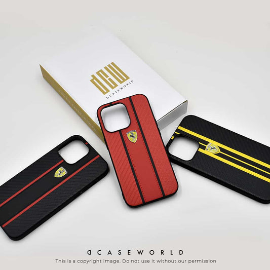 FR Premium Leather & Carbon Fibre Case With Centre Stripe