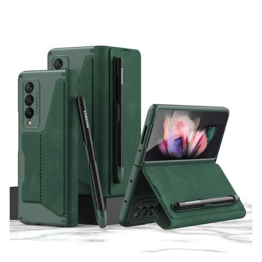 Armor Suede Leather with Detachable Pen Slot Case - Z Fold 3