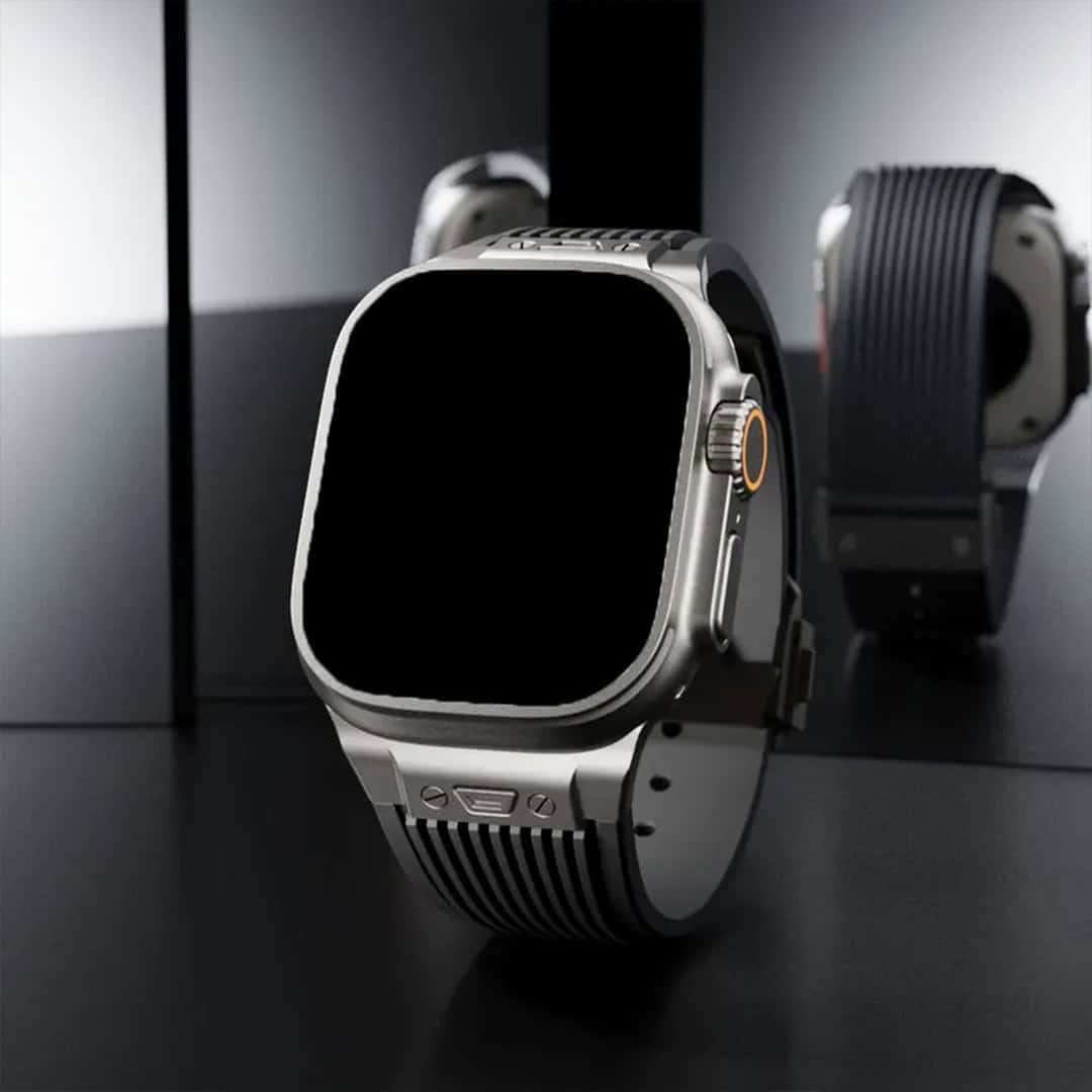 Hublot Style Premium Silicon Strap with Titanium Finish Buckle (42/44/45/49mm)
