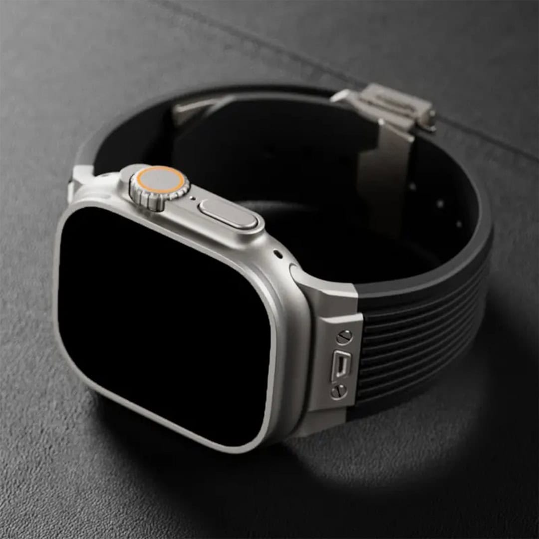 Hublot Style Premium Silicon Strap with Titanium Finish Buckle (42/44/45/49mm)