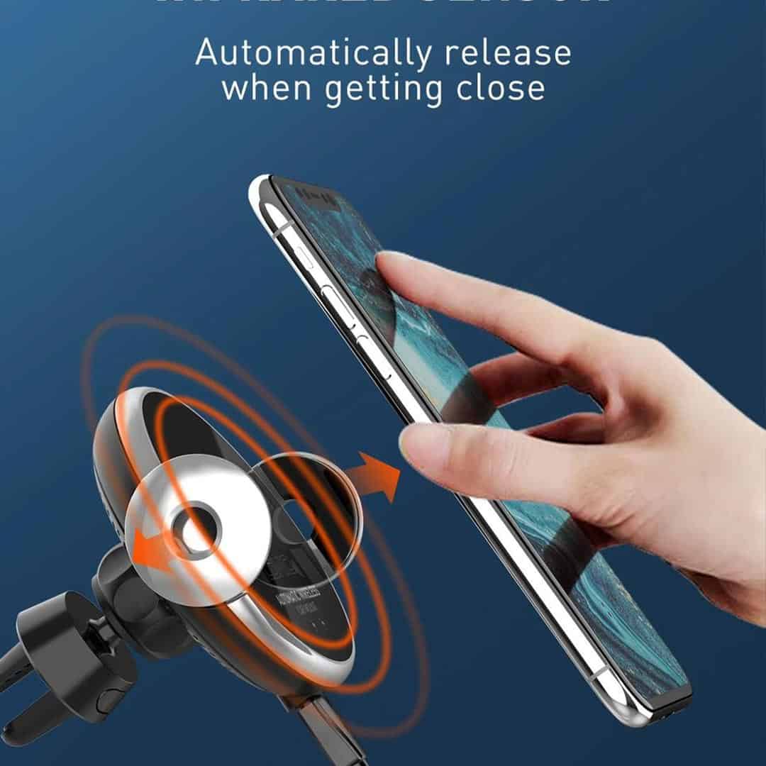 LDNIO Sensor (Auto Clamp) Car Holder With Wireless Chargeingš¤