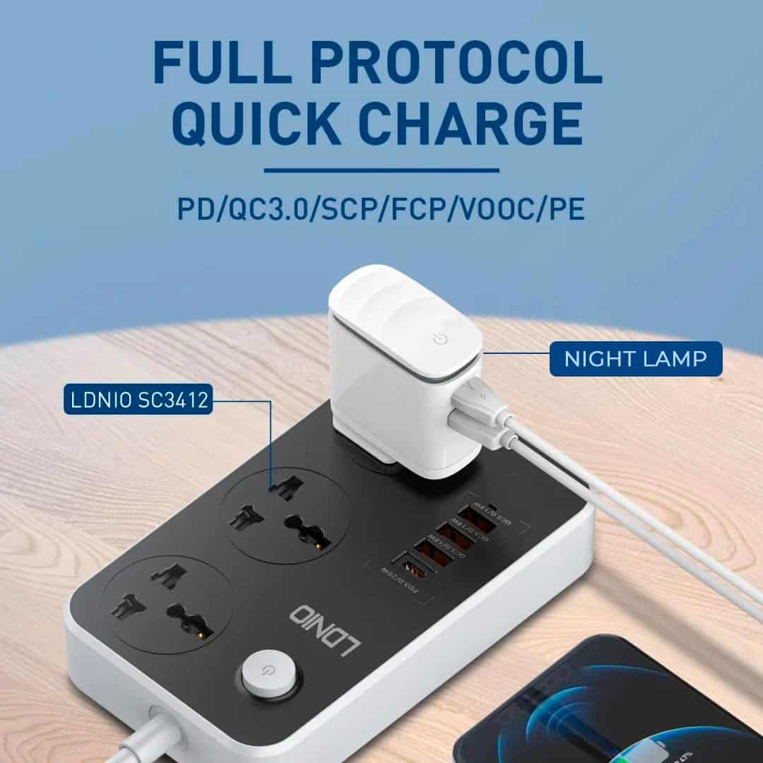 LDNIO Quick Charge Adapter with NIGHT LAMP