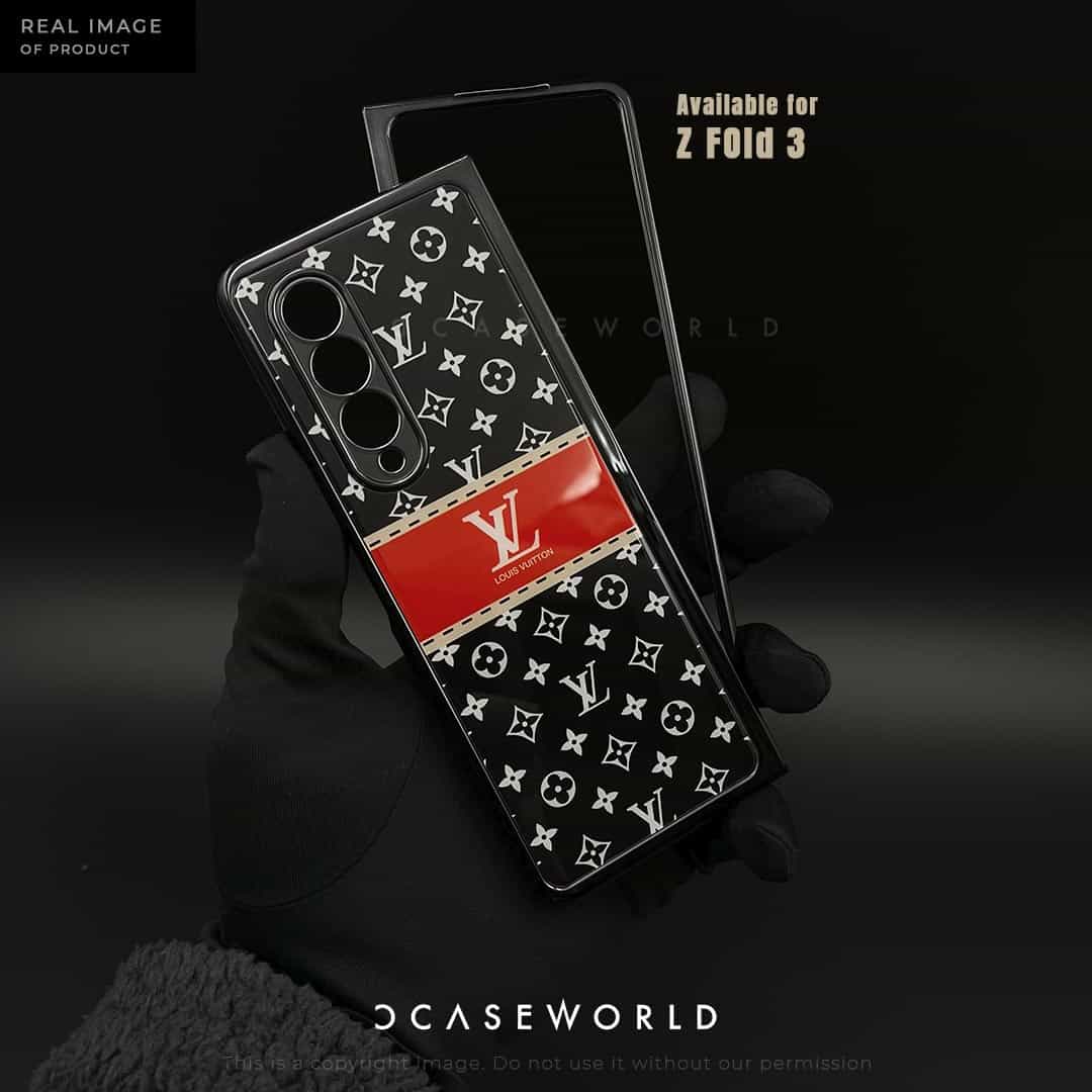 LUXE Red-Black Premium Glass Back Case with Microfibre Cloth Inside - Z Fold 3