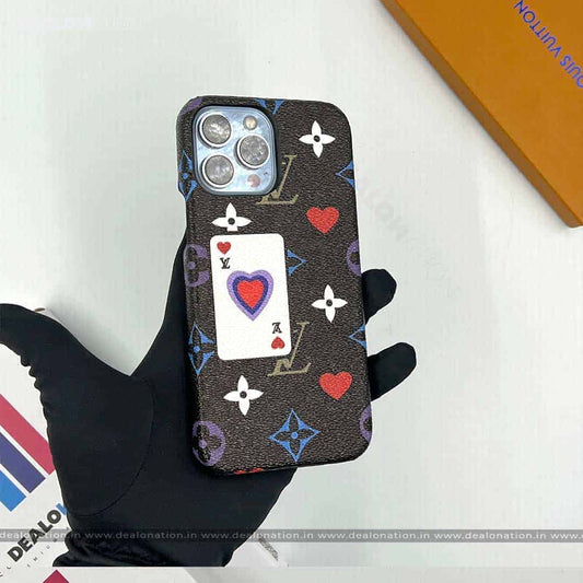 Playing Card Pattern Luxury Leather Case