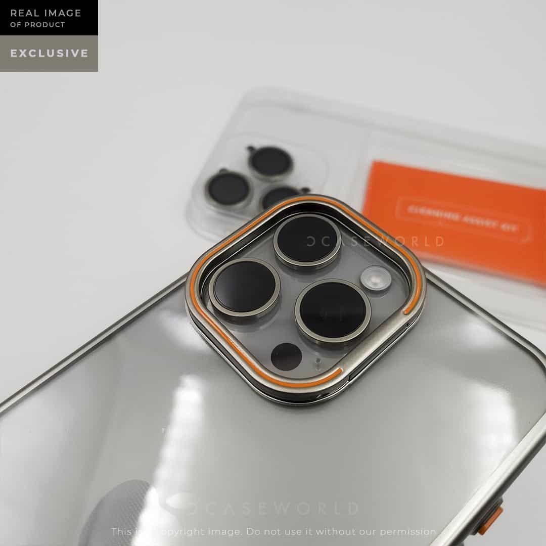 Metal Stand Clear Case with Camera Rings