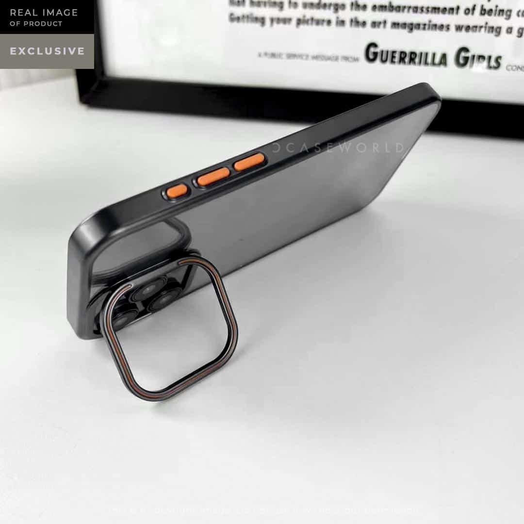 Metal Stand Clear Case with Camera Rings