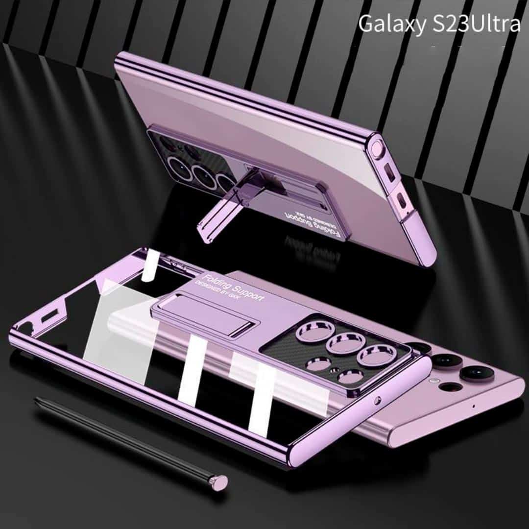 Metal Stand with Carbon Fiber Camera Ring Clear Case