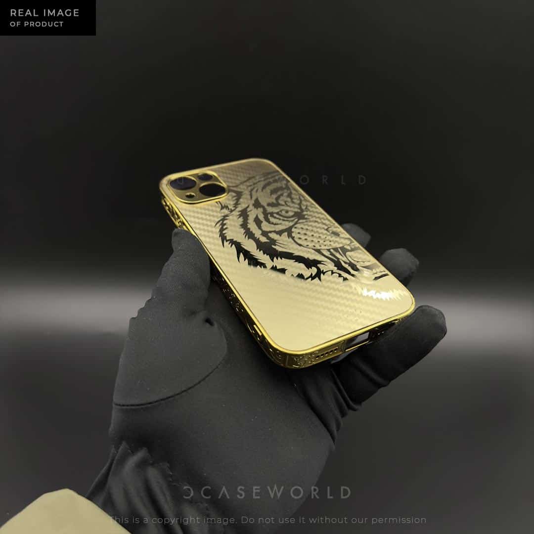 Silver/Gold Carbon Fiber Case with Engraved Sides