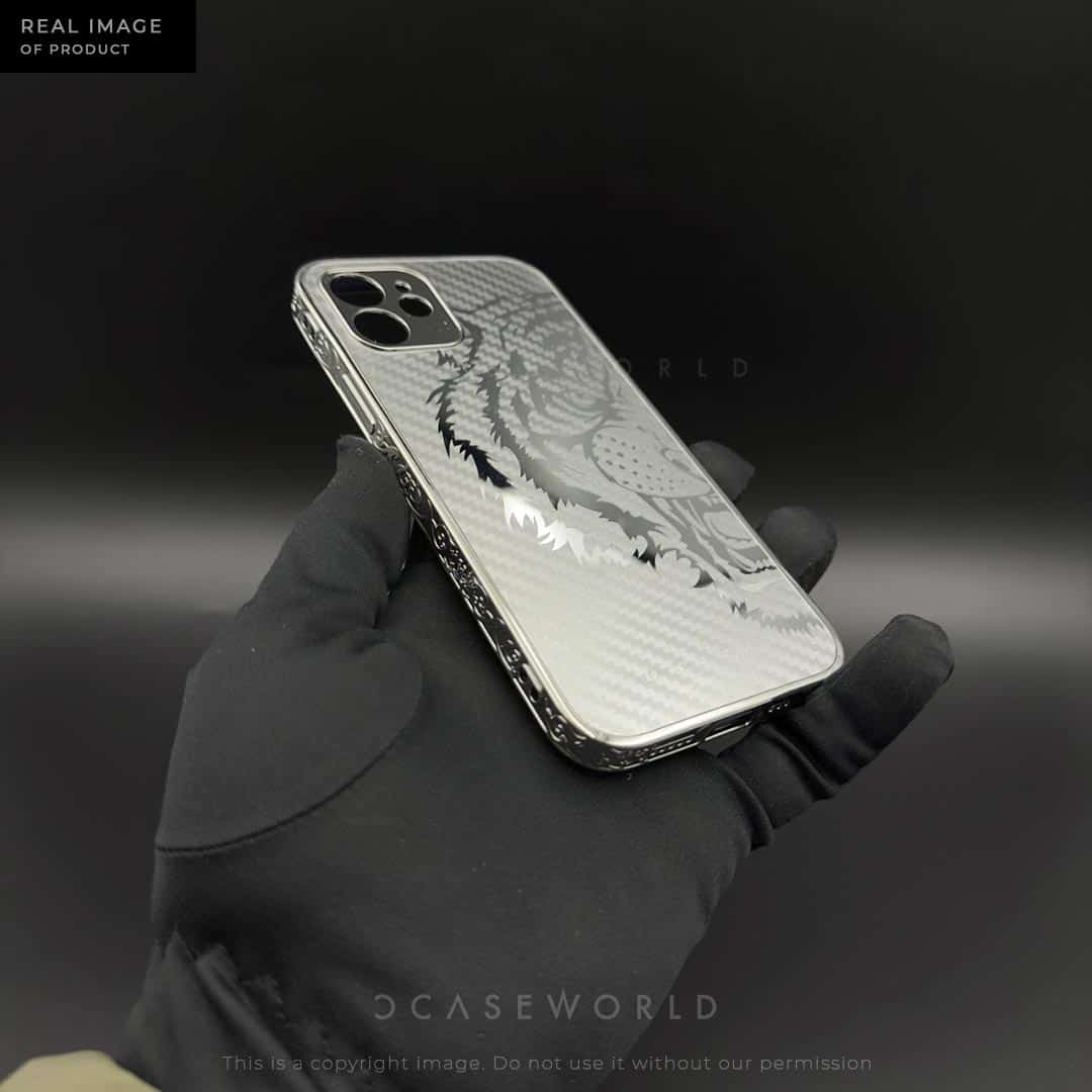 Silver/Gold Carbon Fiber Case with Engraved Sides
