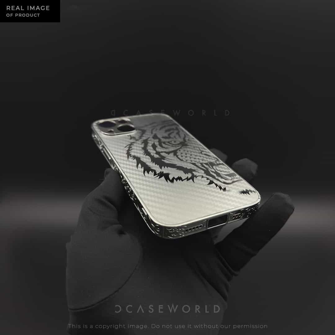 Silver/Gold Carbon Fiber Case with Engraved Sides