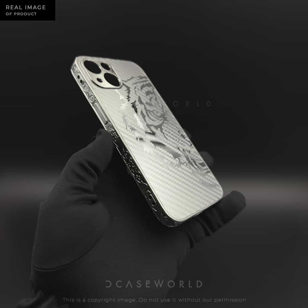 Silver/Gold Carbon Fiber Case with Engraved Sides