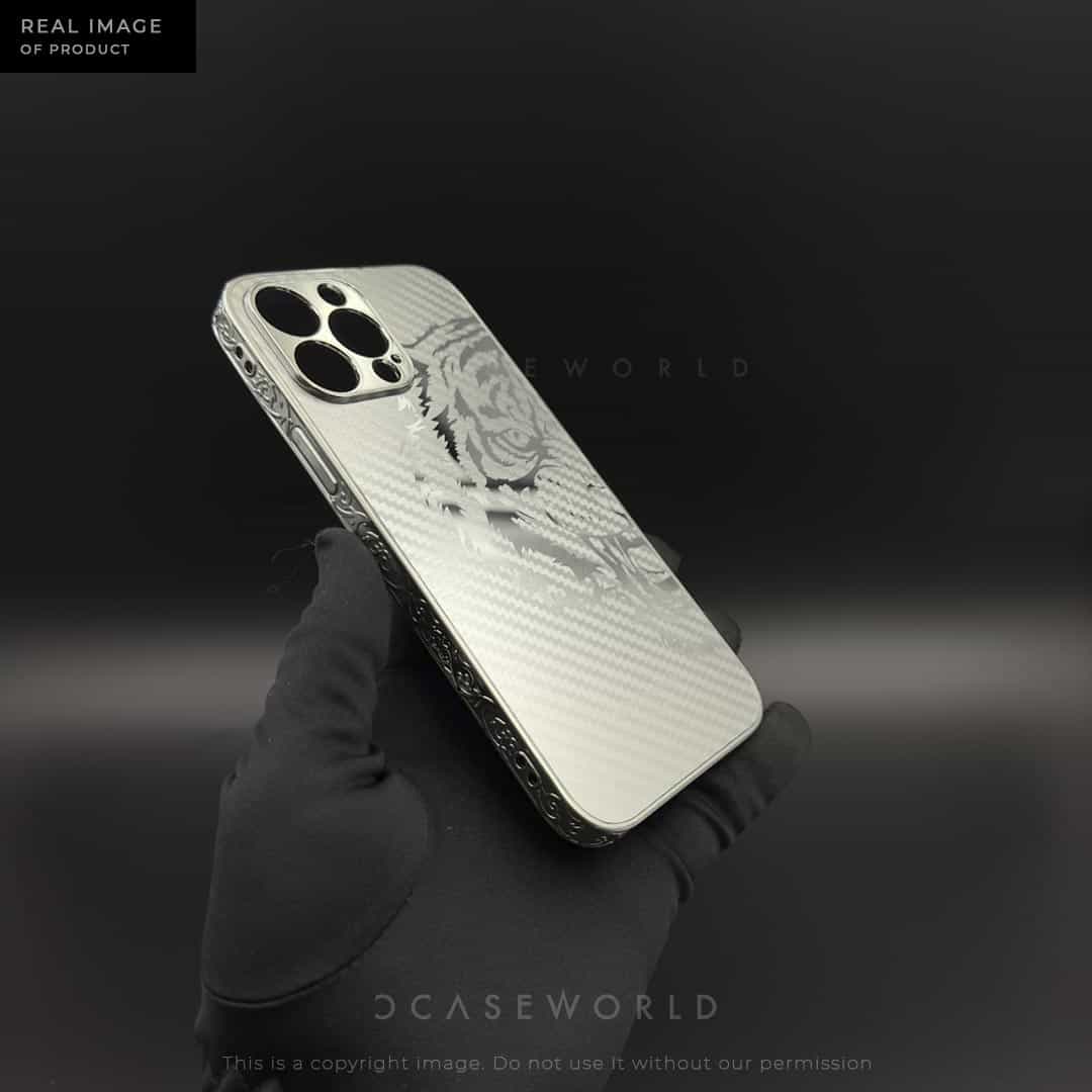 Silver/Gold Carbon Fiber Case with Engraved Sides