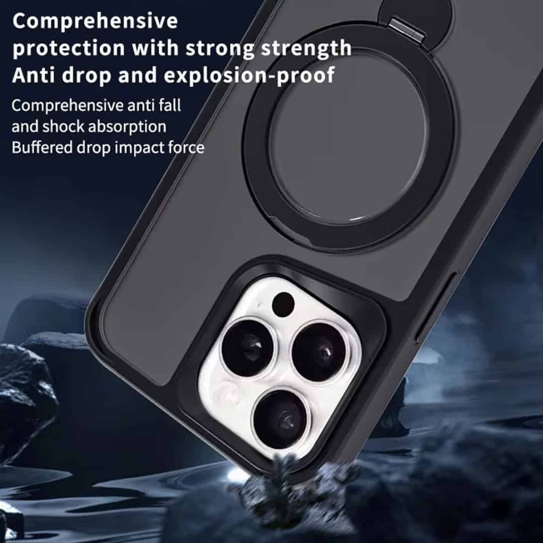 Shock-proof MagSafe Acrylic Guard Case with Pull-Out Ring Stand