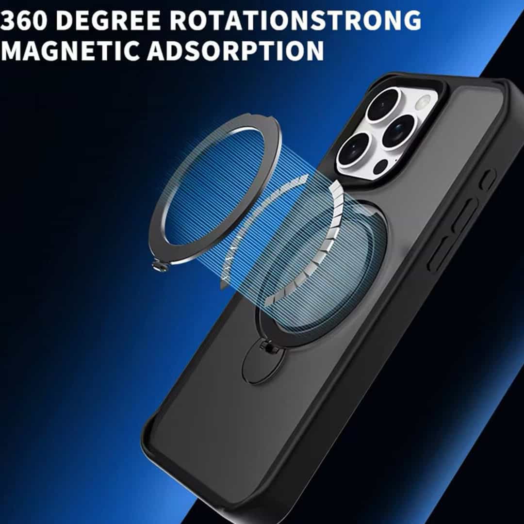 Shock-proof MagSafe Acrylic Guard Case with Pull-Out Ring Stand