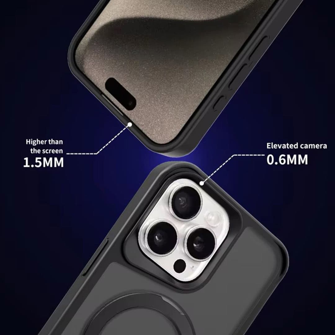 Shock-proof MagSafe Acrylic Guard Case with Pull-Out Ring Stand