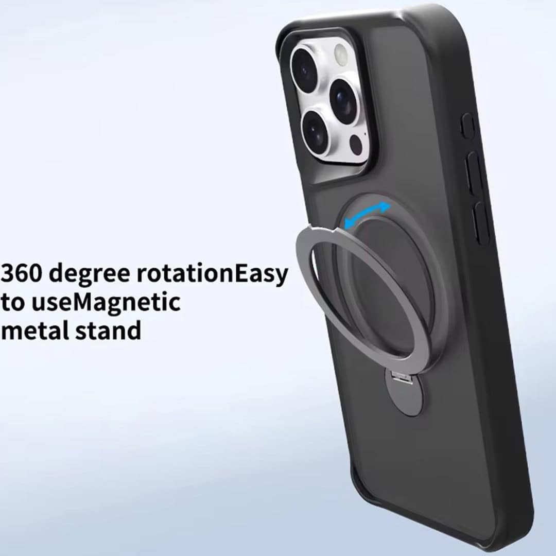 Shock-proof MagSafe Acrylic Guard Case with Pull-Out Ring Stand
