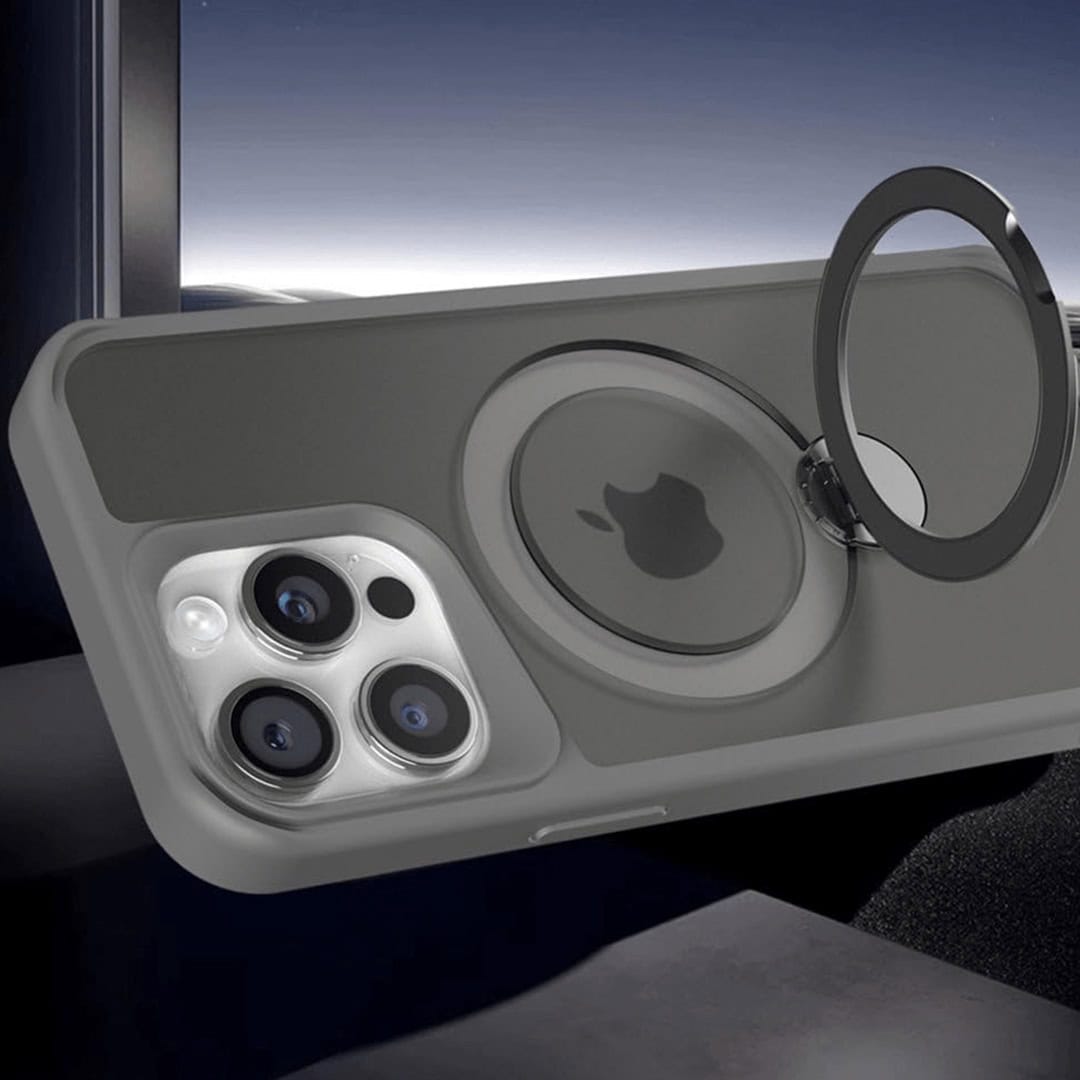Shock-proof MagSafe Acrylic Guard Case with Pull-Out Ring Stand