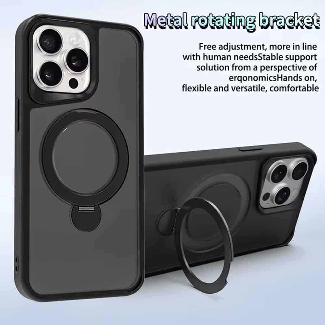 Shock-proof MagSafe Acrylic Guard Case with Pull-Out Ring Stand