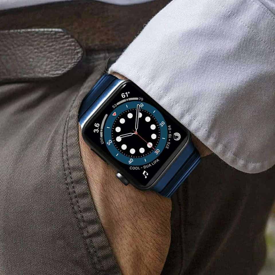 Electric Blue Stainless Steel Bracelet Apple Watch Band (42-44MM)